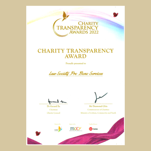 Pro Bono SG Charity Transparency Award 2022