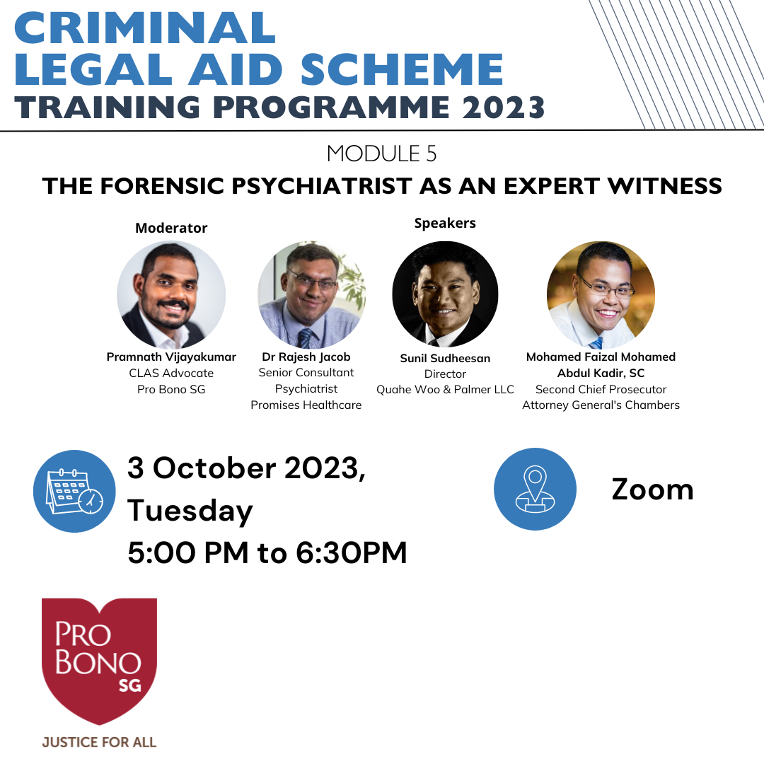 [CLAS Training Programme 2023] Module 5 The Forensic Psychiatrist as an Expert Witness