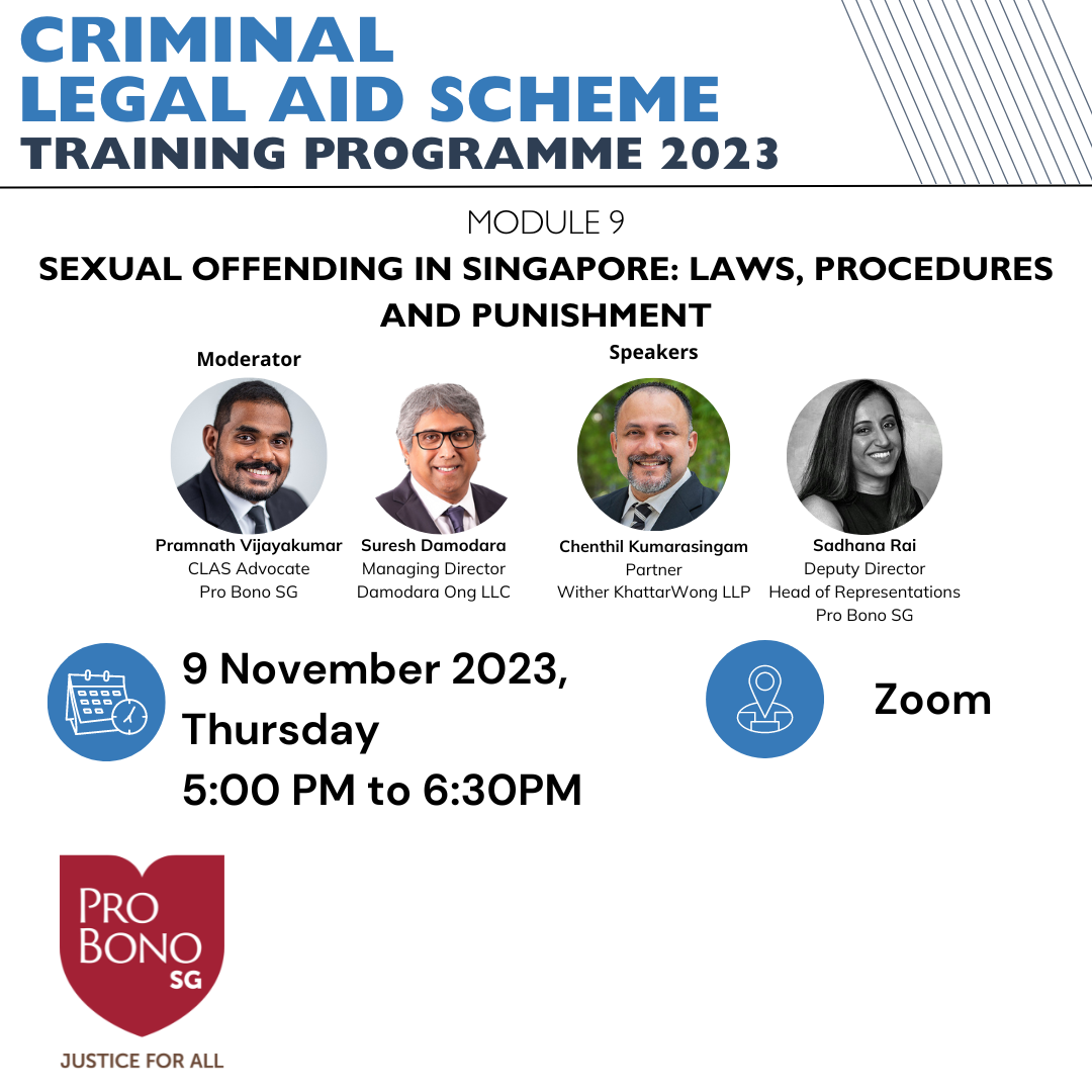 [CLAS Training Programme 2023] Module 9 Sexual Offending in Singapore: Laws, Procedures and Punishment